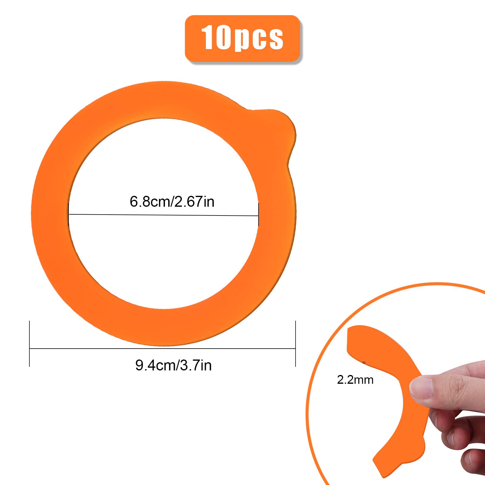 SAVITA Silicone Gaskets for Storage Jars - 10 Pcs, 3.75 Inch Rubber Seals, Orange