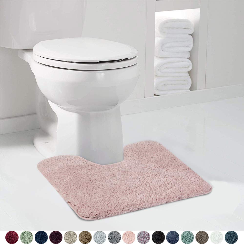 Walensee Shaggy 2 Piece Bath Rug Sets (Dusty Pink) 20 X 24 U Shape Contour Rug & 20 X 32 Bathroom Rug Machine Wash/Dry Bath Mats