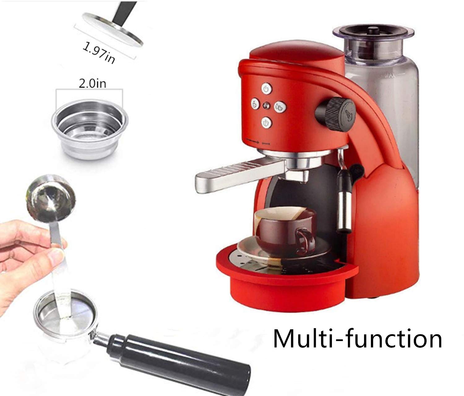 KissYou Stainless Steel 2-in-1 Espresso Scoop & Tamper - Silver Multi-Function Coffee Tool for Measuring and Tamping