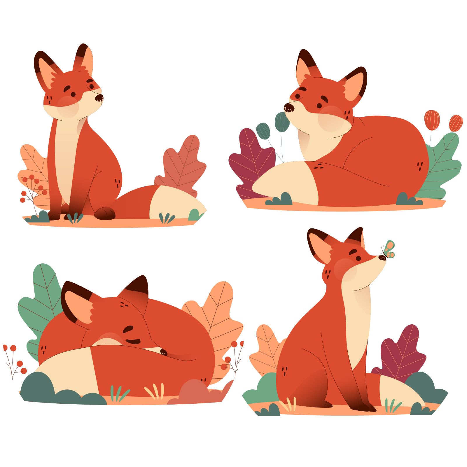 GORGECRAFT Fox Window Stickers Waterproof Animal Plant Window Decals Vinyl Alert Film Bathroom Kitchen Sliding Door Glass Anti-C