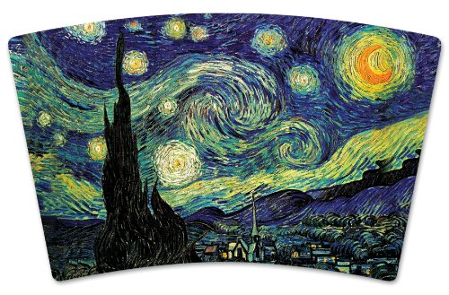 Mugzie Van Gogh Starry Night Travel Mug With Insulated Wetsuit Cover, 16 Oz, Black