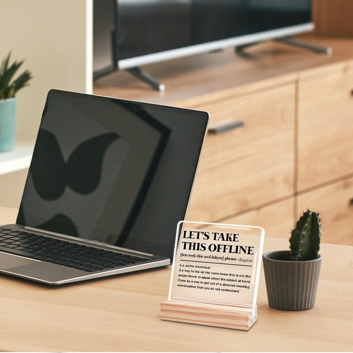 Bandwidth Definition Sign Acrylic Plaque Fun Office Desk Decor,Funny Office Gifts Humorous Gift for Coworker Colleague 4''L x 4W