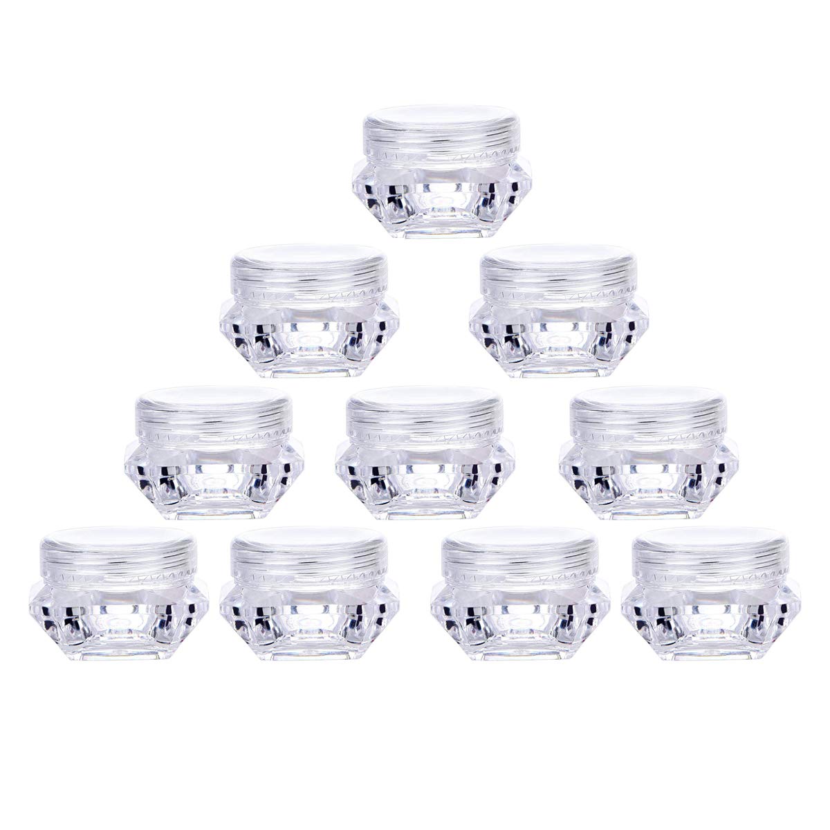 100Pcs Clear Refillable Empty DIY Cosmetic Pot Jars Case Diamond-shape Sample Bottles Vials Container for Eye Shadow Nails Powde
