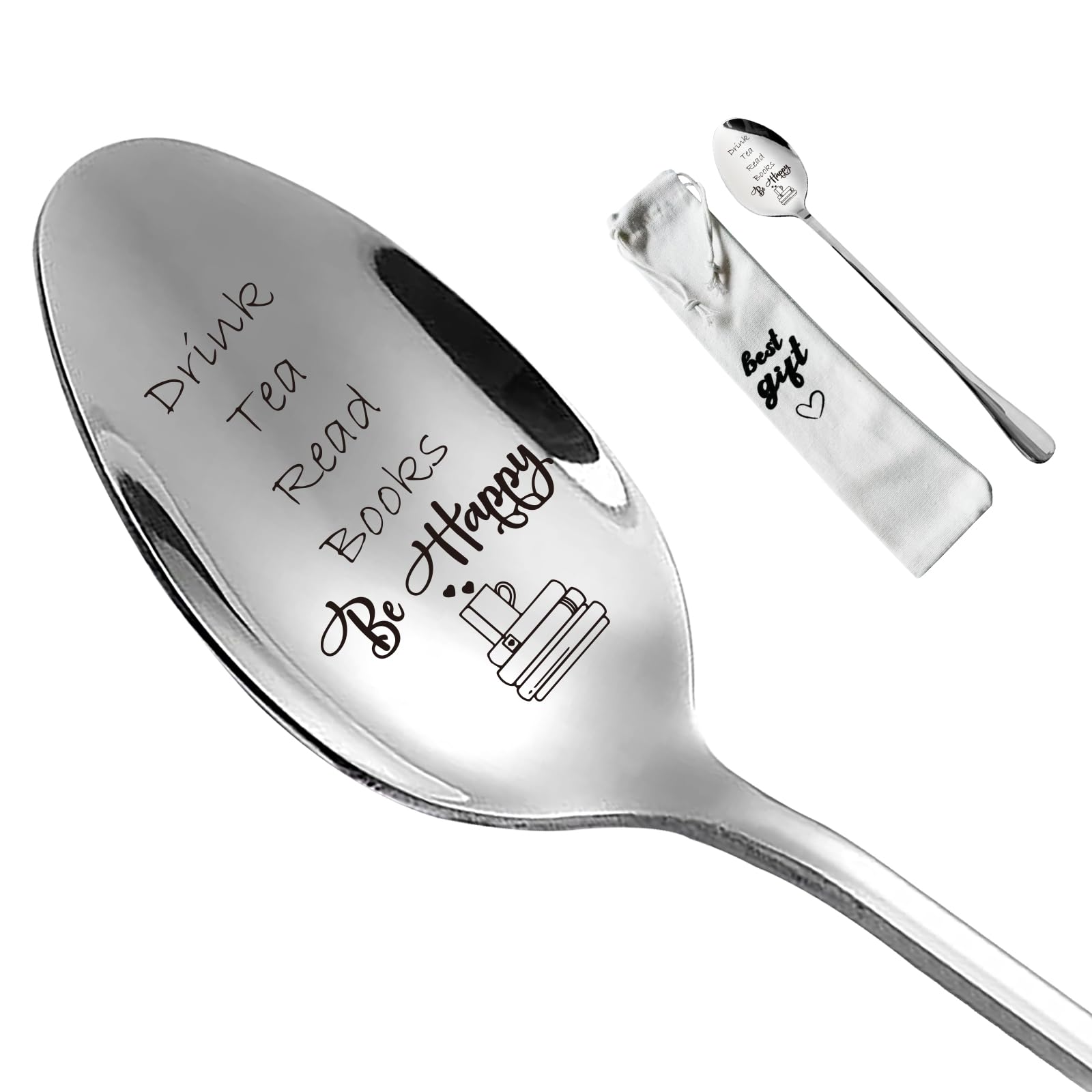 Drink Tea Read Book Spoon Gift For Tea Lover Or Book Lover Graduation Gift