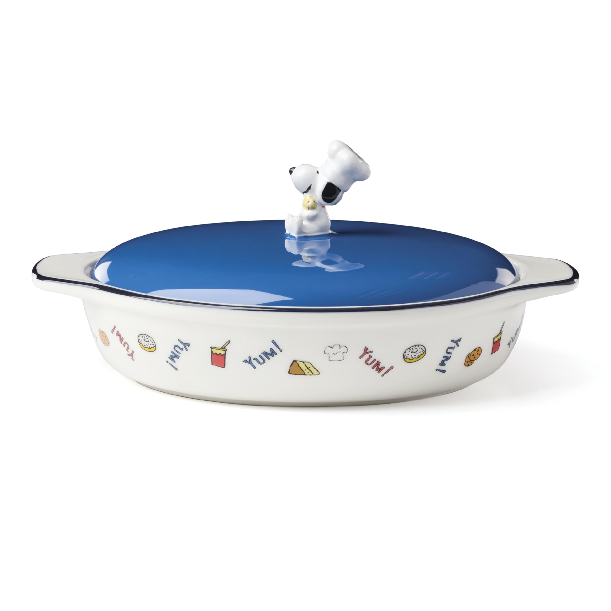 Lenox Home And Kitchen, Chef Snoopy Covered Casserole Dish, Stoneware Material, Dishwasher Safe, Kitchen, Baking Dish For Oven, 