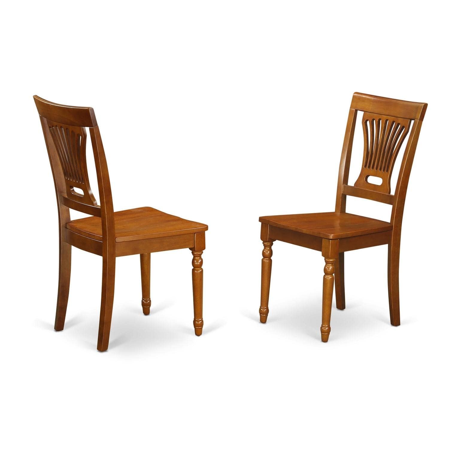 East West Furniture PVC-SBR-W Plainville Dining Chairs - Stylish Back Wood Seat Kitchen Chairs, Set of 2, Saddle Brown-New Condition