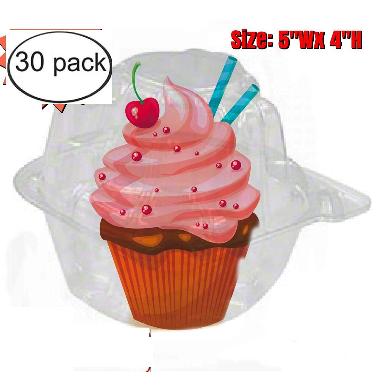 50 Jumbo Individual Cupcake Containers Large Strong Quality Clear Individual Cupcake And Muffin Containers Plastic Disposable Si