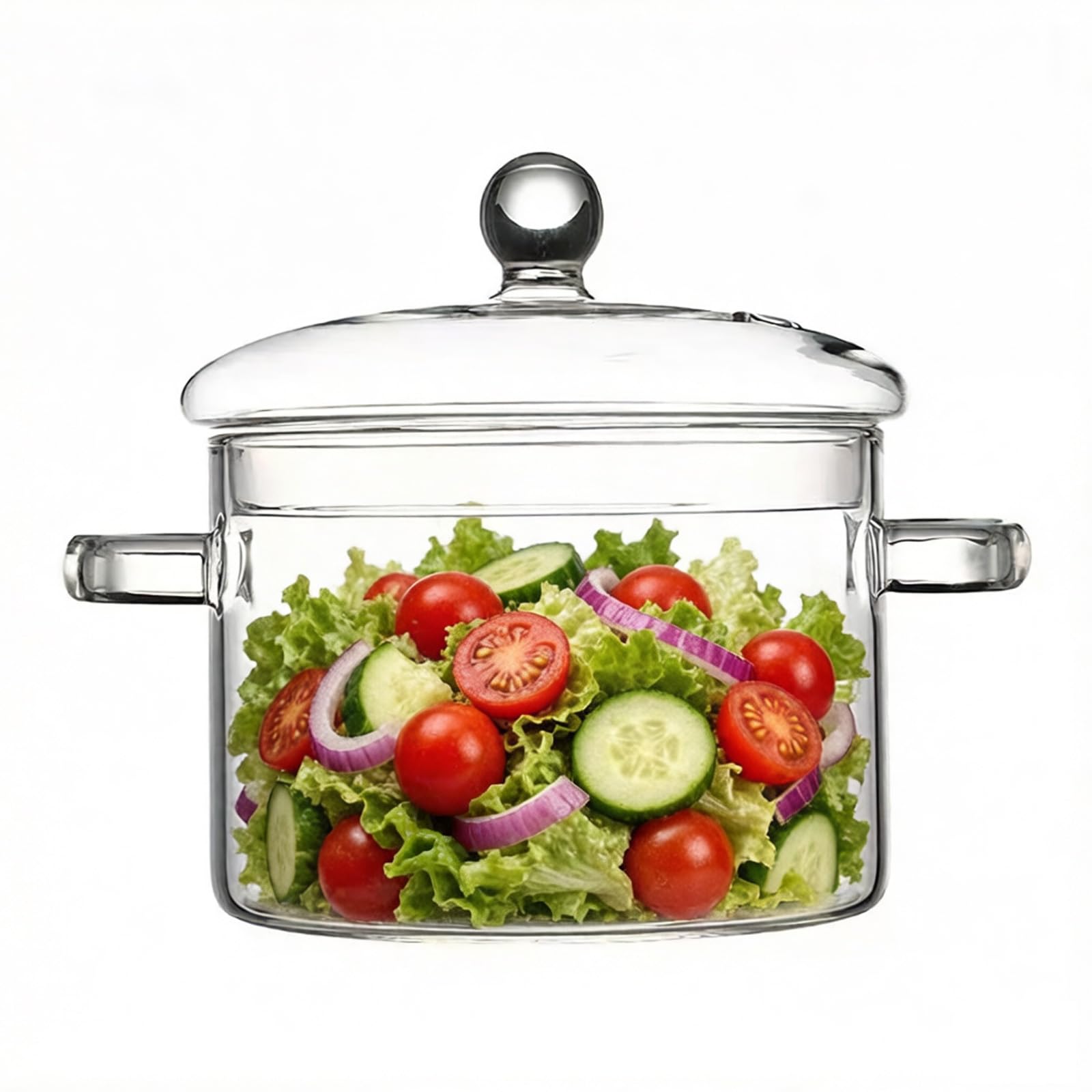 JWTIFOA Glass Cooking Pot, 1.5L/50oz HeatResistant Simmer Pot with Lid, Clear Pots for Cooking on Stove, Glass Saucepan for Pas