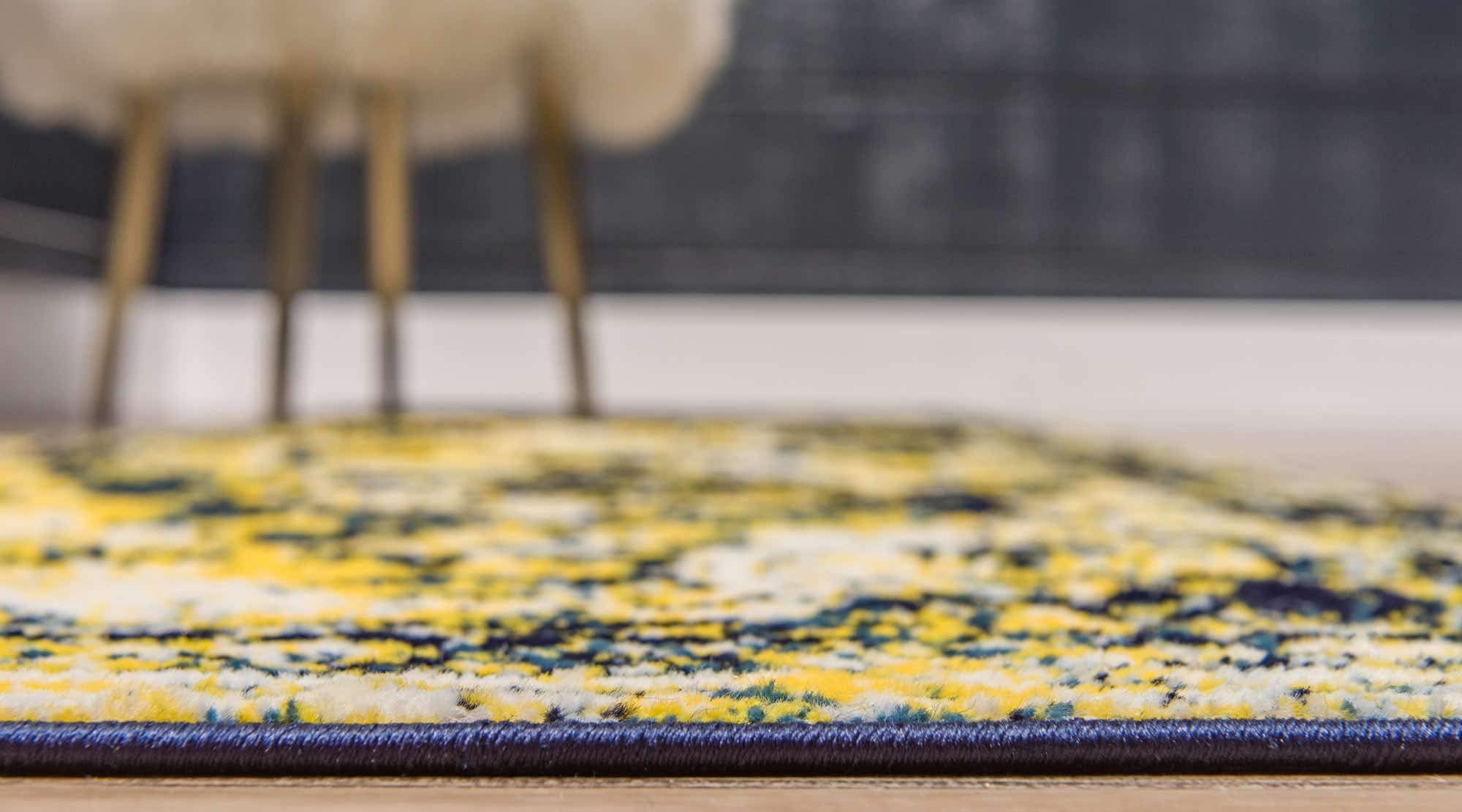 Unique Loom Sofia Collection Area Rug - Salle Garnier (2 x 6 7 Runner, Navy Blue/ Yellow)