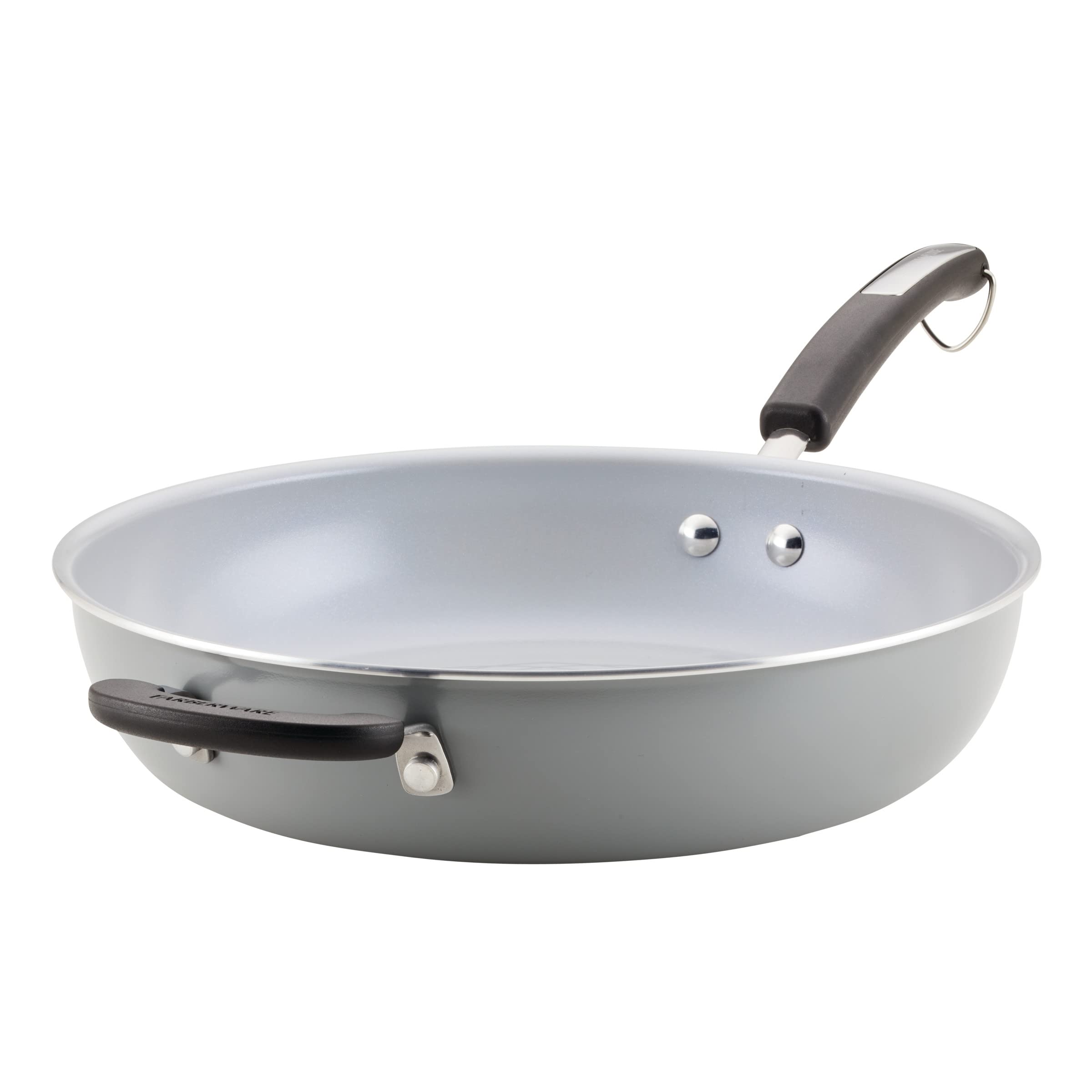 Farberware EcoAdvantage Ceramic Nonstick Deep Frying Pan/Skillet with Helper Handle, 12.5 Inch, Gray