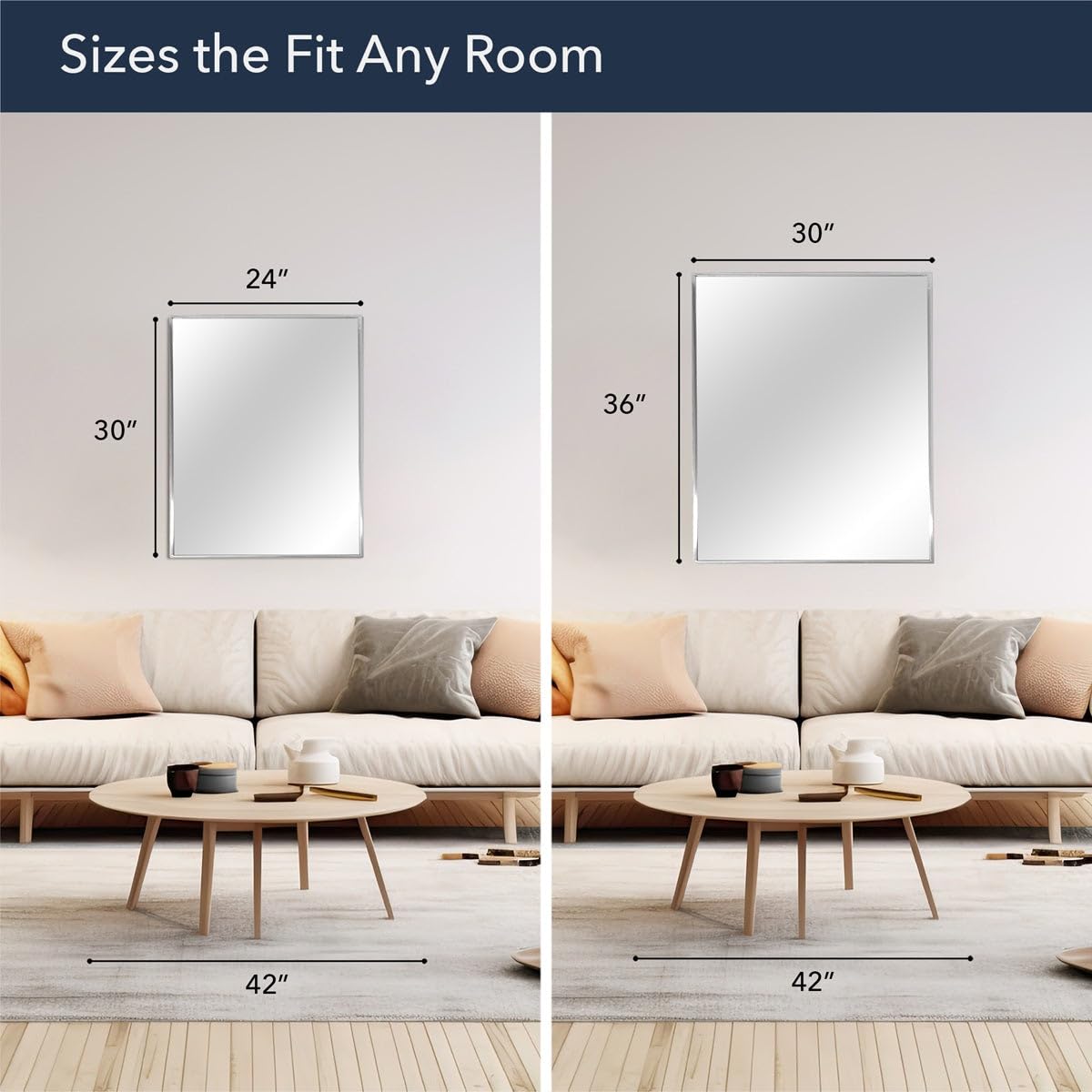 Head West Brushed Nickel Float Rectangular Framed Accent Wall Vanity Mirror - 22 x 34
