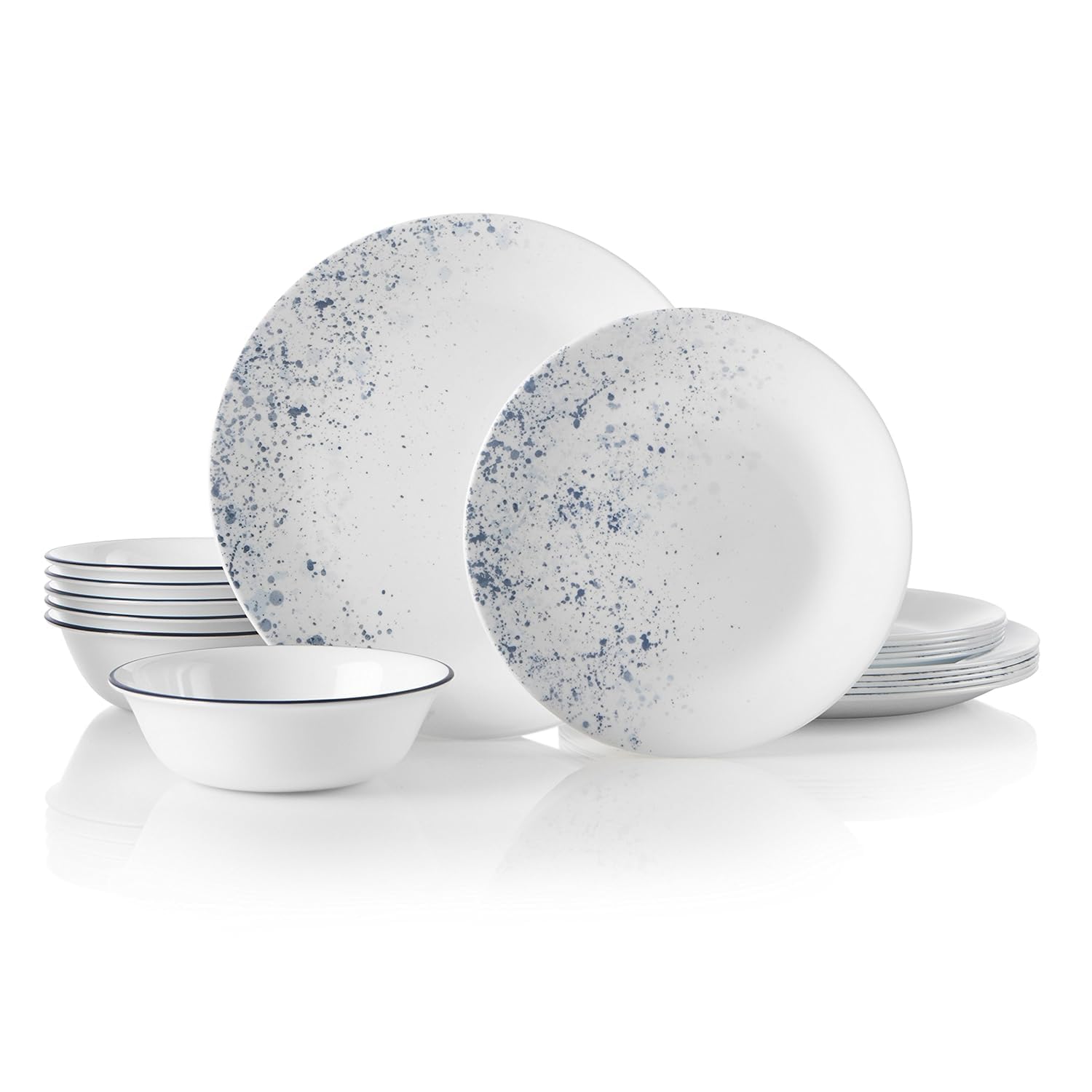 Corelle Vitrelle 18Piece Service for 6 Dinnerware Set, Triple Layer Glass and Chip Resistant, Lightweight Round Plates and Bowl