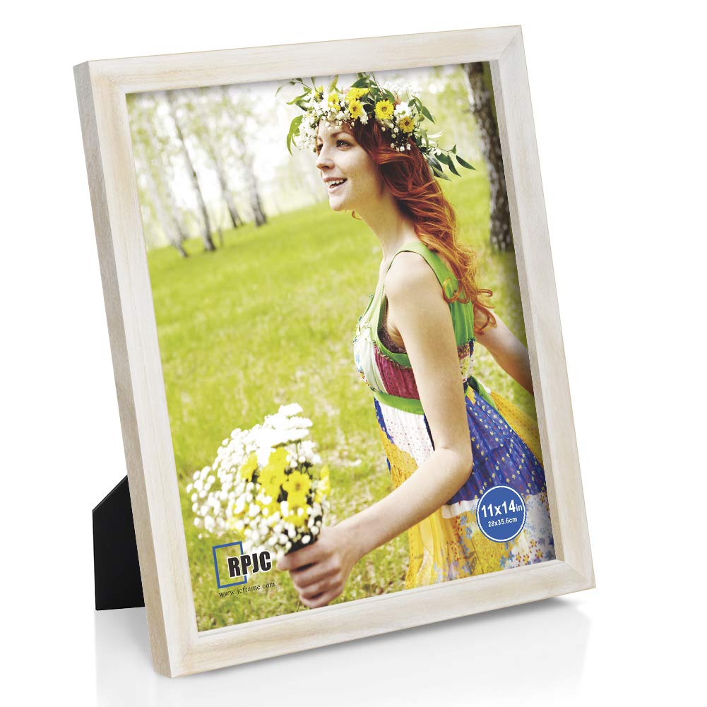 RPJC 11x14 inch Photo Frame Made of Solid Wood High Definition Glass Display Pictures for Wall Mounting Picture Frame with Stand
