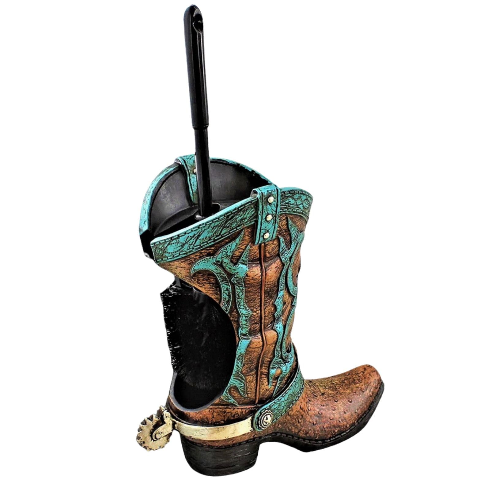 Western Boot Toilet Brush Holder - Rustic Bathroom D  cor with Cowboy Boot Design