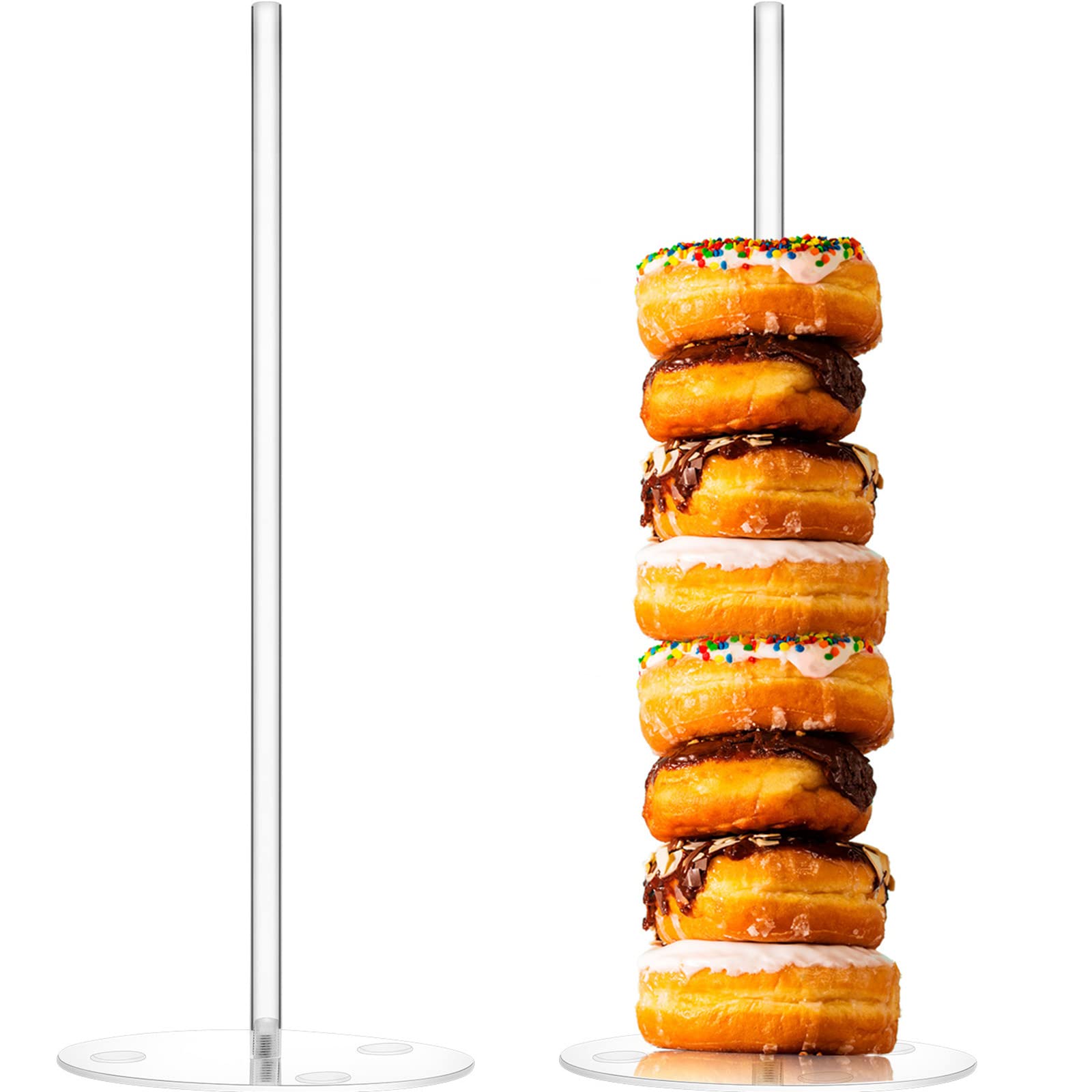 Mimorou 2 Pcs Acrylic Donut Stand for Party 5 Inch Clear Acrylic Bagels Holder Doughnut Dessert Stand Donut Display for Wedding 