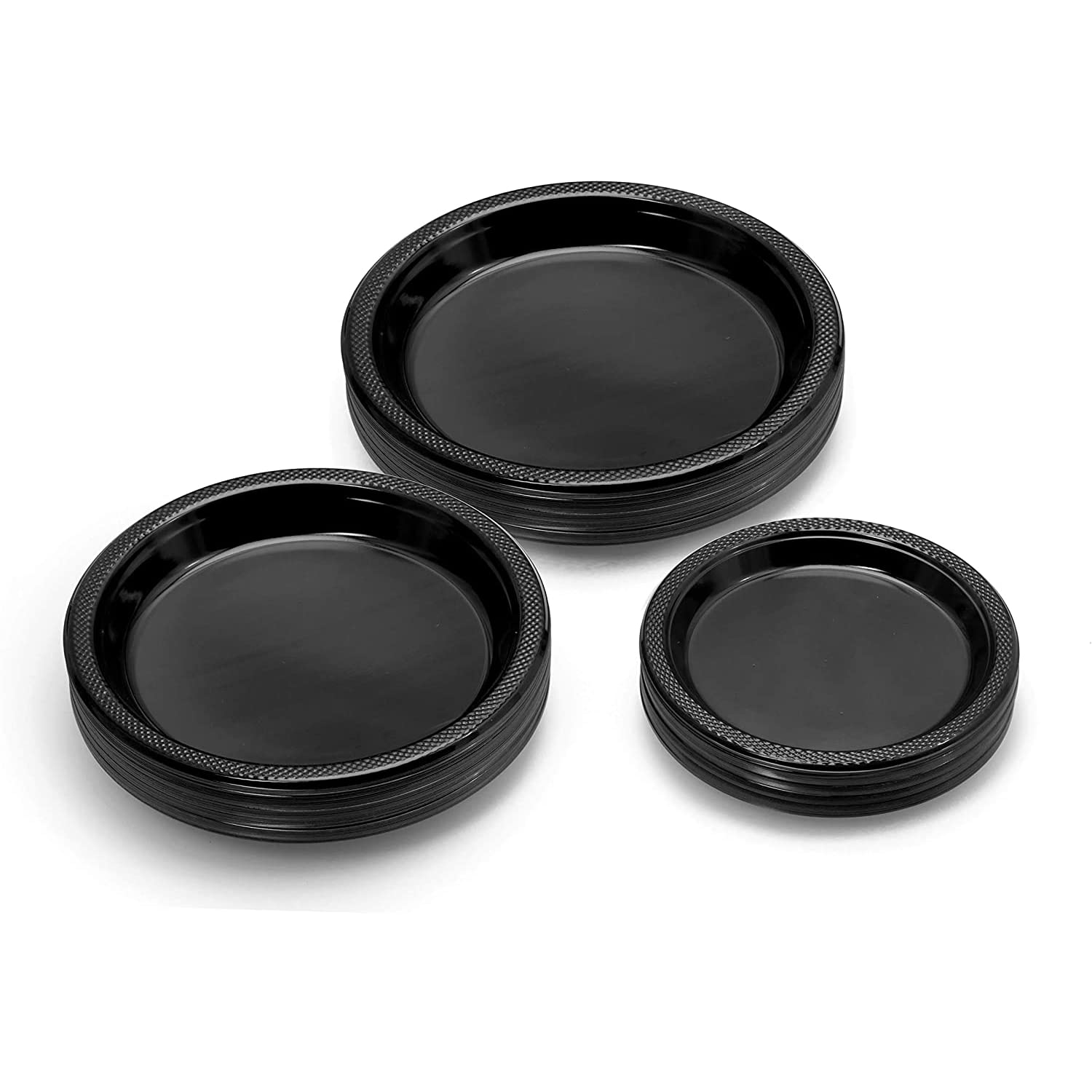 Exquisite 7 Inch. Dessert Plates Black Plastic Plates Disposable, 100 Count Black Plate Set, Disposable Plates For Party, Plasti