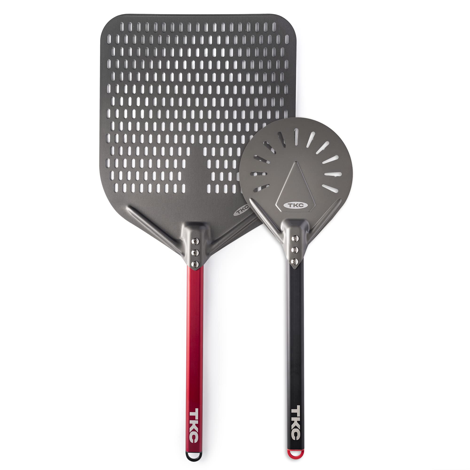 Tkc Perforated Pizza Peel Bundle With 14 Inch Xl Peel And 8'' Inch Pizza Turning Peel - Commercial Grade Pizza Spatula - Fits Al