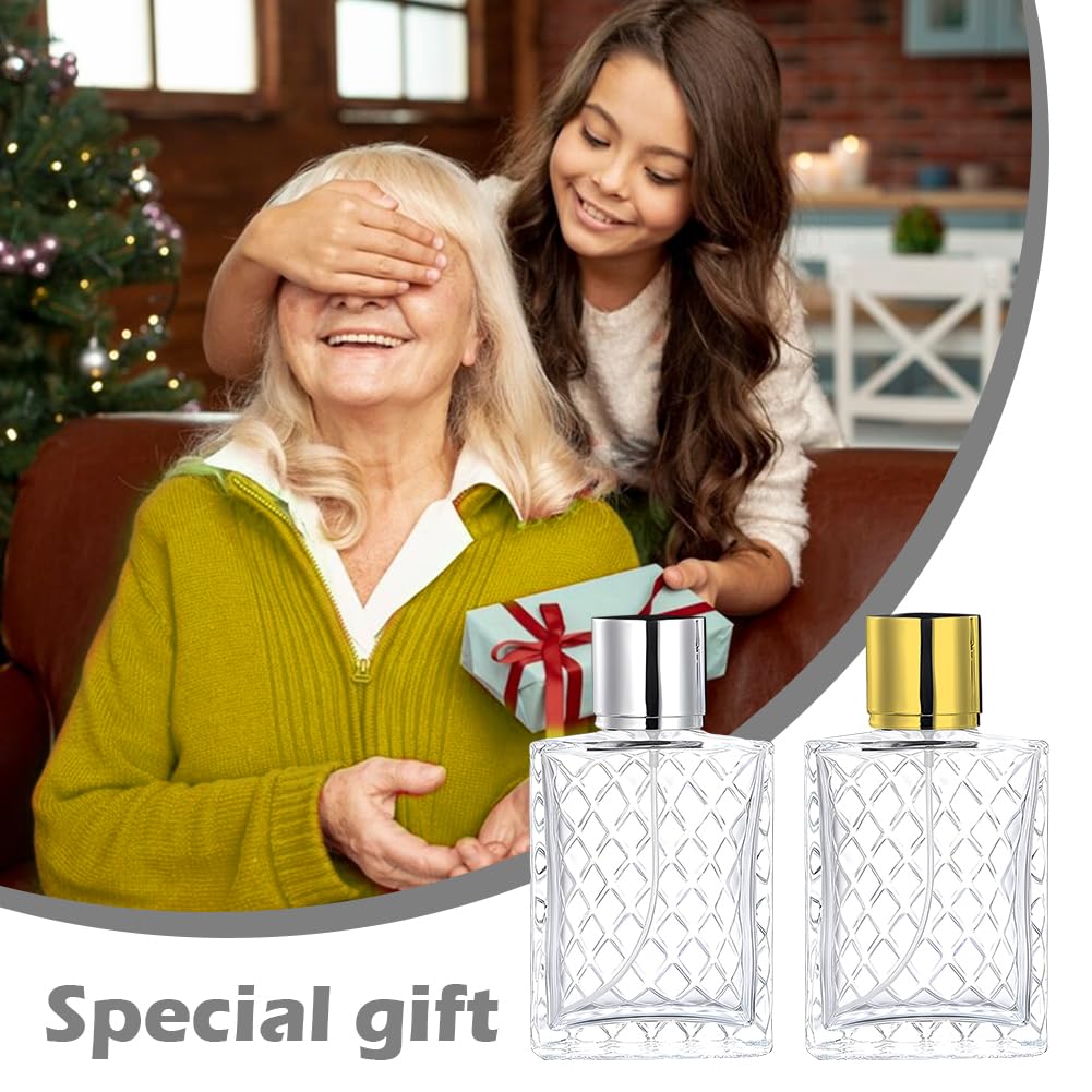 Tookie 2Pcs 100Ml Empty Glass Perfume Atomiser, Portable Clear Spray Bottle, Refillable Fine Mist Cosmetic Container With Fillin
