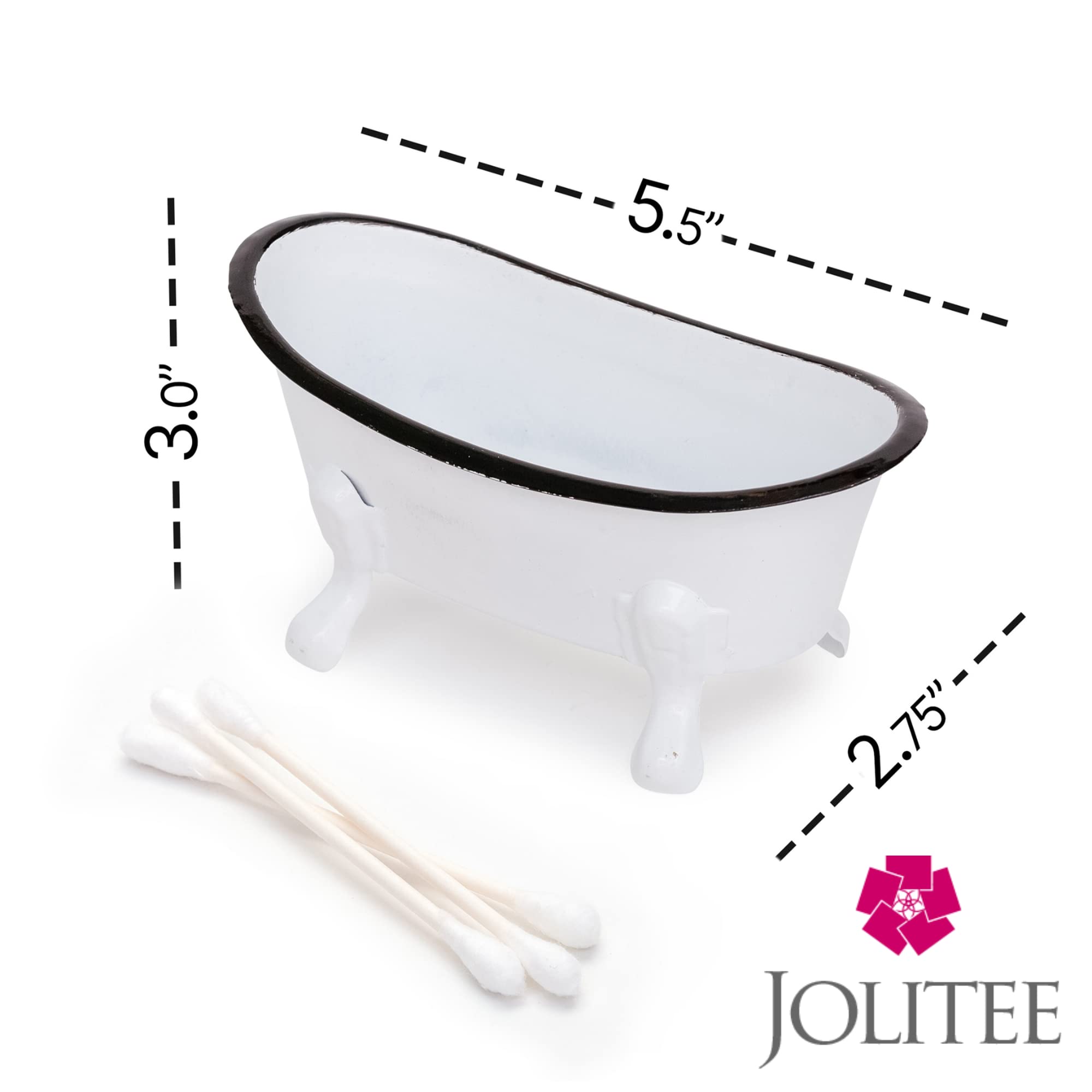 Rustic Enamel 1 Piece 5.5'' Metal Clawfoot Mini Bathtub Soap Dish Mini Bath Tub Decoration Clawfoot Tub Soap Caddy White
