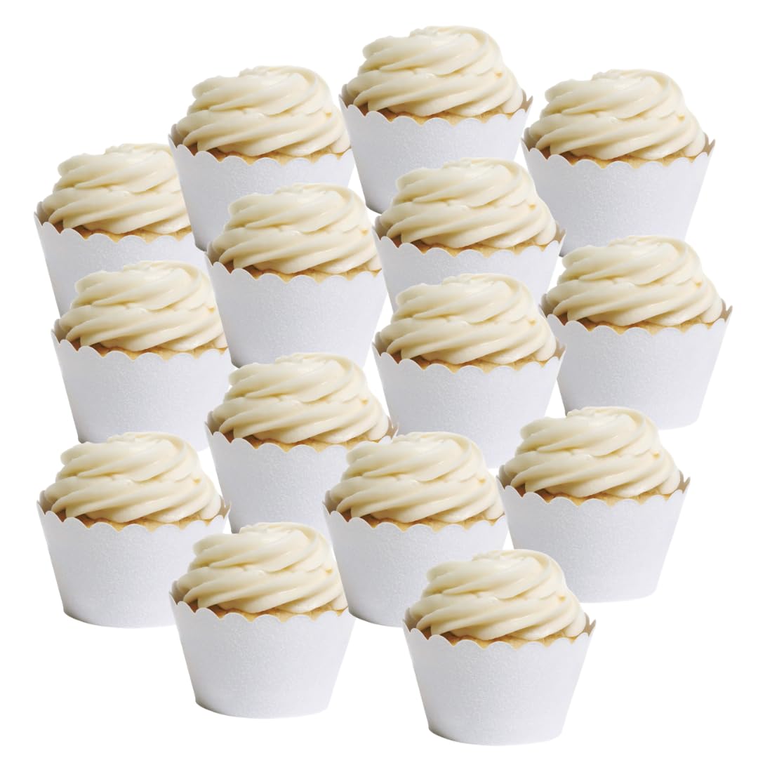 Dress My Cupcake Standard Reusable Glitter Cupcake Wrappers, Set Of 50 (White)