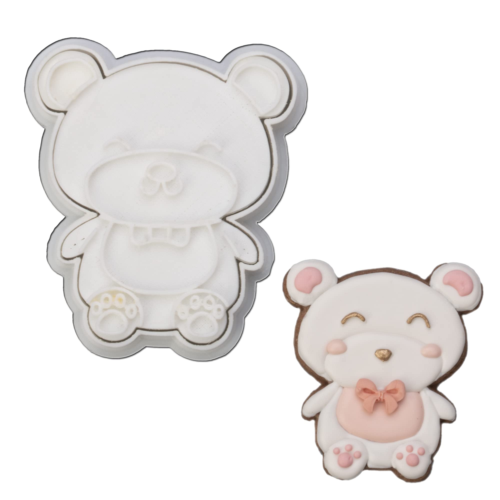 Mostop 3D Cookie Cutter With Teddy Bear Stampers Baby Shower Cake Mold Fondant Decorating Tools Diy Mold For Sugar Craft Baking