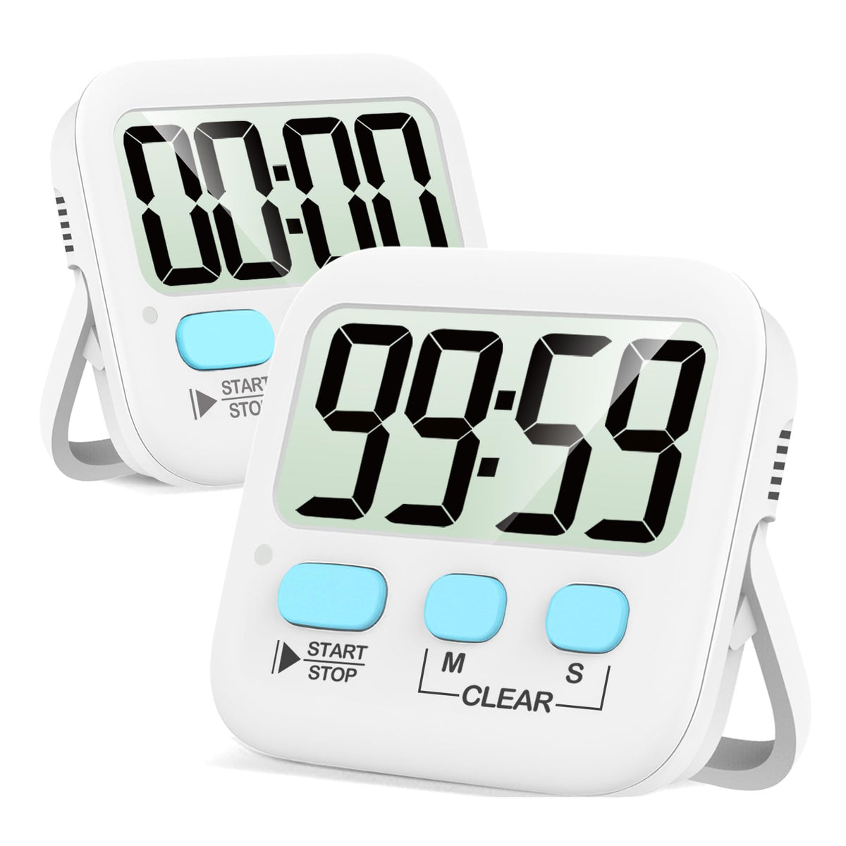 Antonki 2 Pack Digital Timer For Kids, Magnetic Countdown Kitchen Timers For Cooking, Egg, Classroom, Teacher, Exercise, Study,