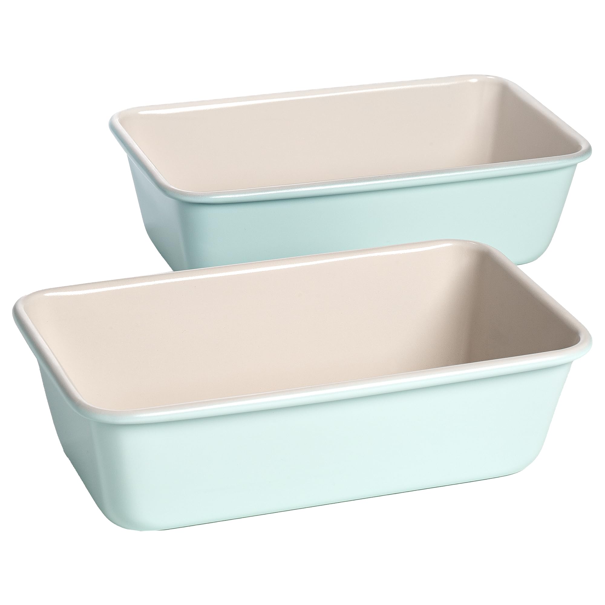 Tasty Clean Ceramic Loaf Pan Set, 2Pack of 9Inch x 5Inch Cake Pans, Durable Aluminized Steel for Professional Results, Clean 