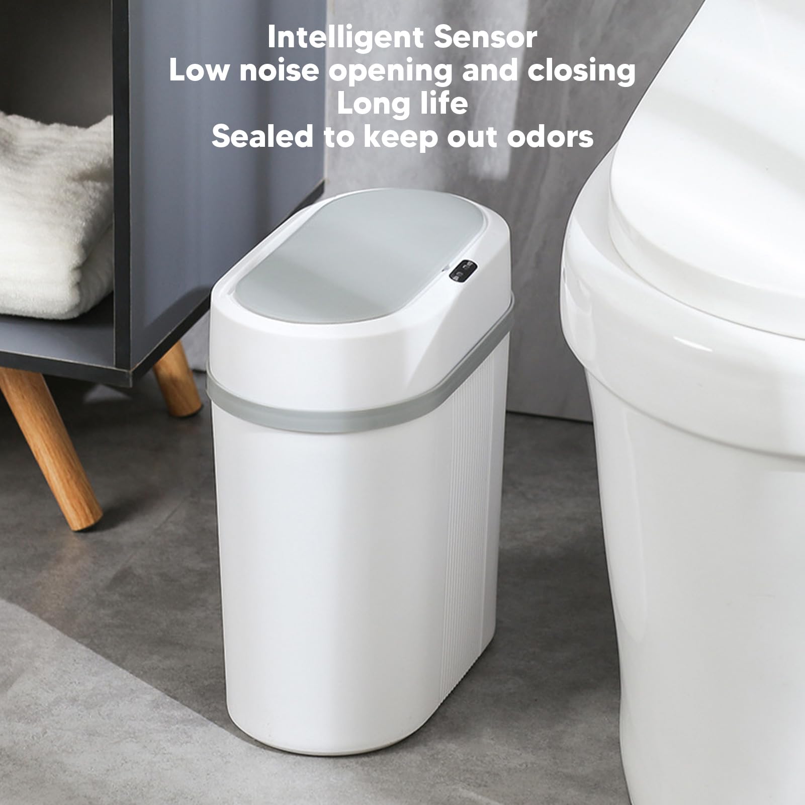 Dpofirs Automatic Trash Can, 12L Slim Smart Trash Can, Touchless Garbage Can With Lid, Battery Powered Motion Sensor Trash Can F