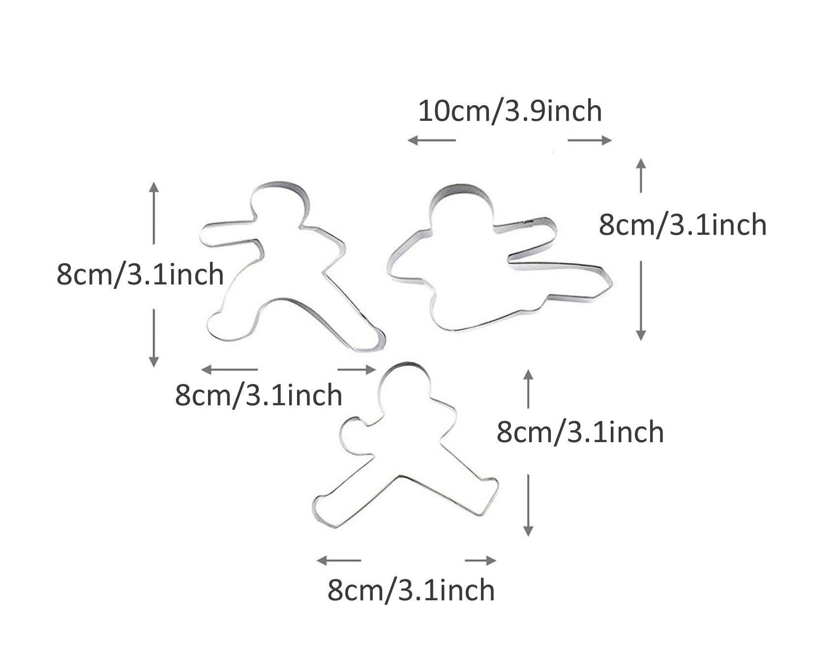 Zdywy 3 Piece Kung Fu Karate Ninja Men Biscuit Cookie Cutters
