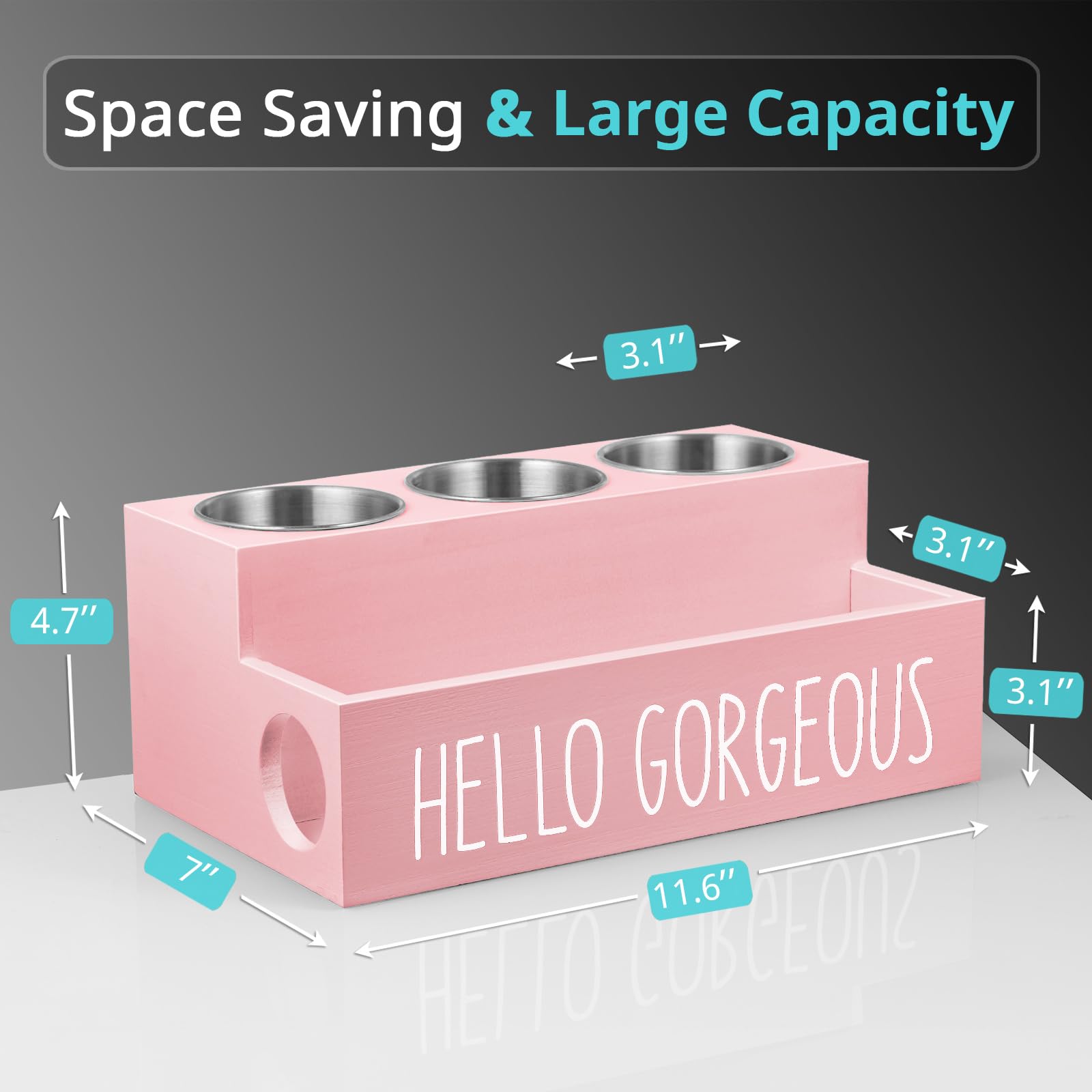 Bivvclaz Hair Tool Organizer Wall Mount, Wooden Hair Dryer Holder Countertop, Hot Tools Organizer For Hair Styling Accessories,