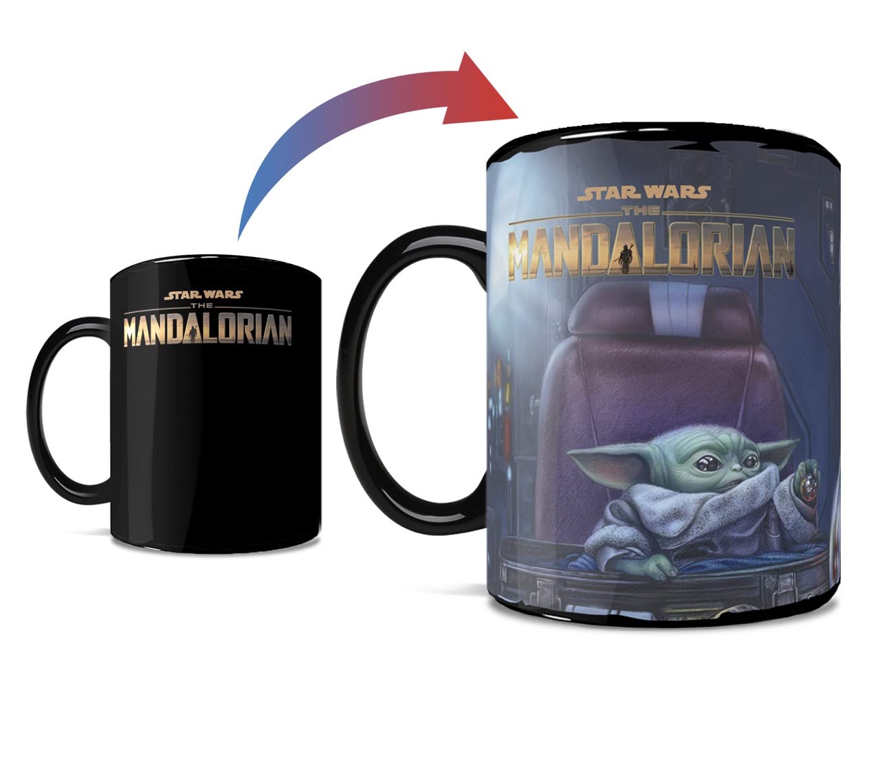 Morphing Mugs Star Wars - The Mandalorian - Two For The Road - Mando And Grugo - One 16 Oz Heat Sensitive Clue Mug - Full Image