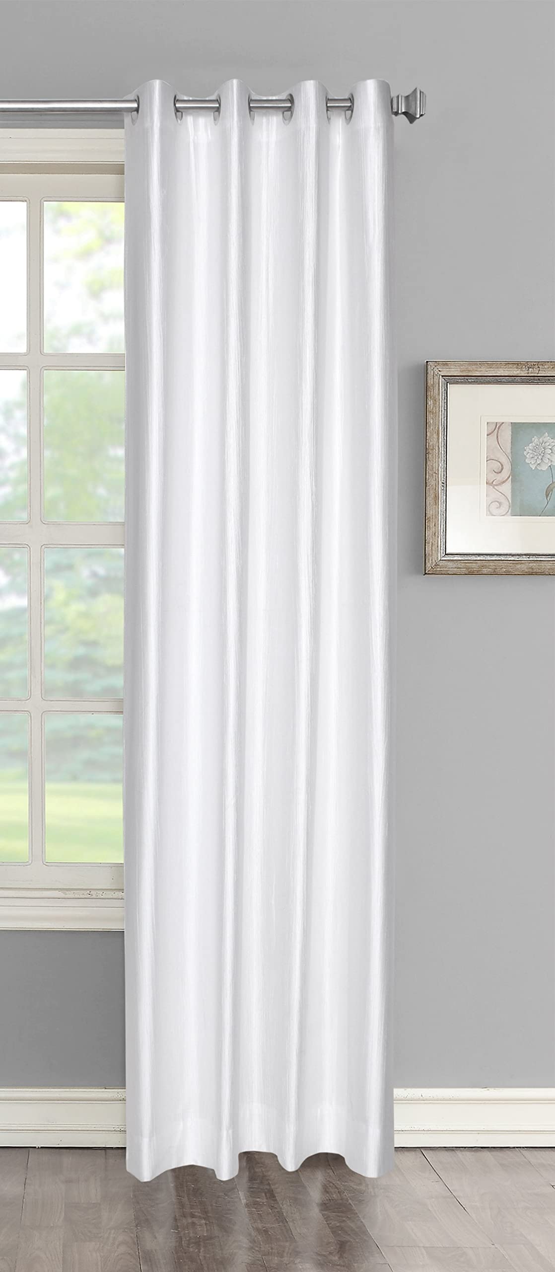Decoholic White Polyester Door Curtain 7 Feet | Darkening Faux Texture Plain Drape With Eyelets | Pack Of 1 Panel For Living Roo