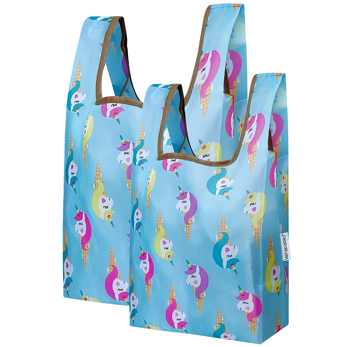 Wrapables Jolibag Collection Reusable Shopping Bag (Set Of 2), Unicorn Treats