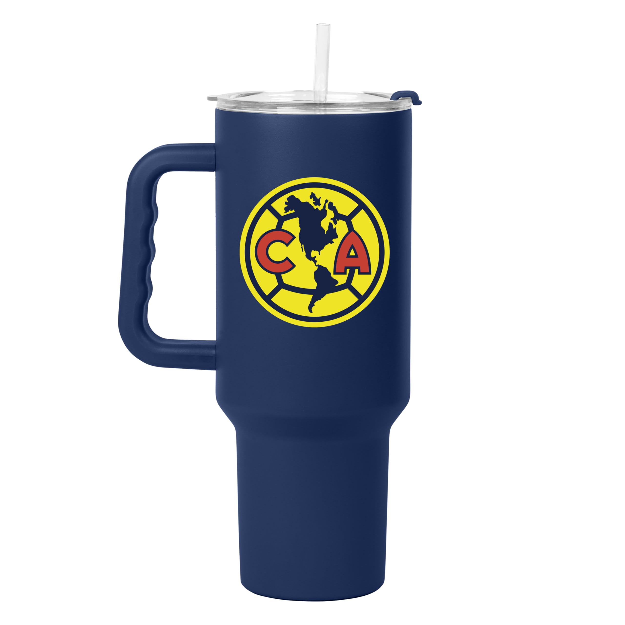 Logo Brands Liga MX Club America FC 40oz Stainless Steel Handle Tumbler - Double Wall, Vacuum Insulated, Powder Coated Finish - 