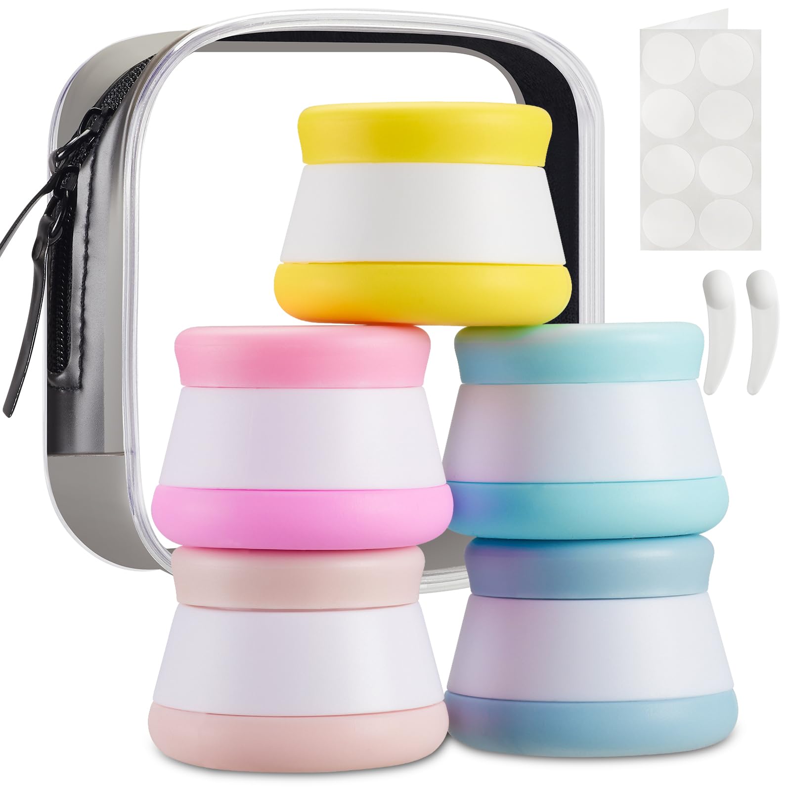 Insfit Travel Containers For Toiletries, Tsa Approved Silicone Cream Jars, Travel Size Containers With Lids, 5Pcs Bpa Free Leakp