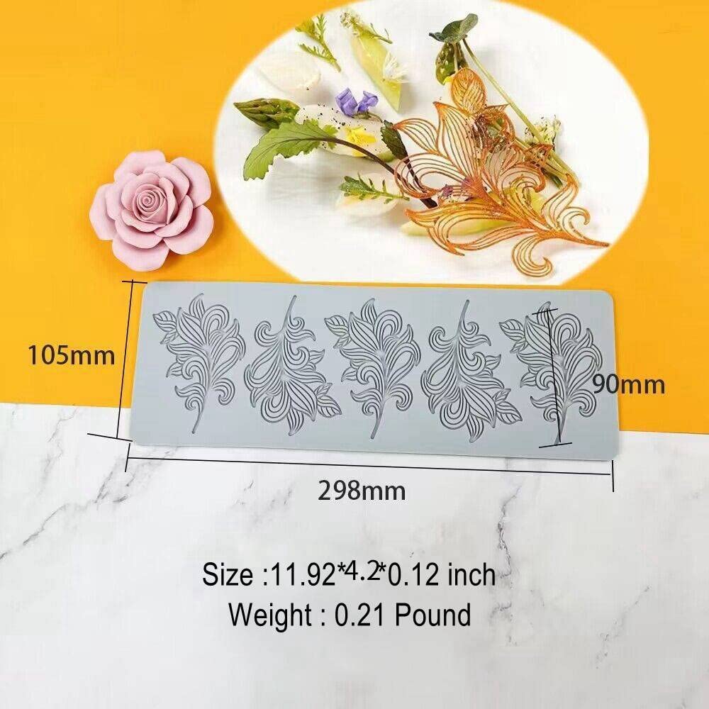 3D Hollow Leaf Fondant Lace Mold Multi Leaves Flower Candy Mold Chocolate Sugar Craft Cake Decoration Cupcake Top (A Leaf_11.92