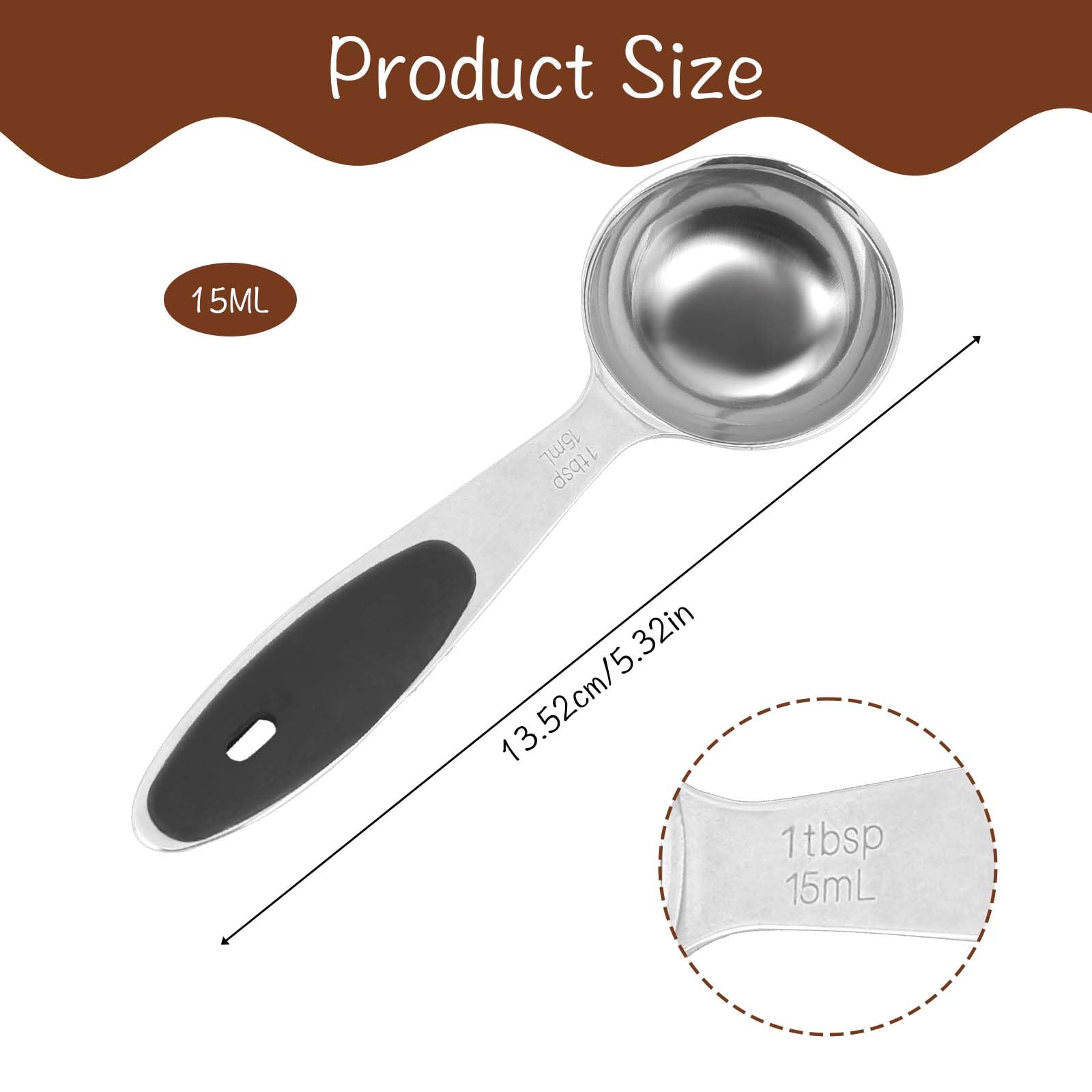 1 Tbsp/15Ml Stainless Steel Measuring Scoops, Small Measuring Cup Measuring Scoop With Handle, 1/16 Cup Coffee Measuring Spoon,