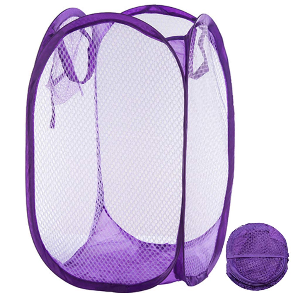 Qtopun Mesh Popup Laundry Hamper Foldable Laundry Basket Portable Dirty Clothes Basket Collapsible Dirty Clothes Hamper For Bedr
