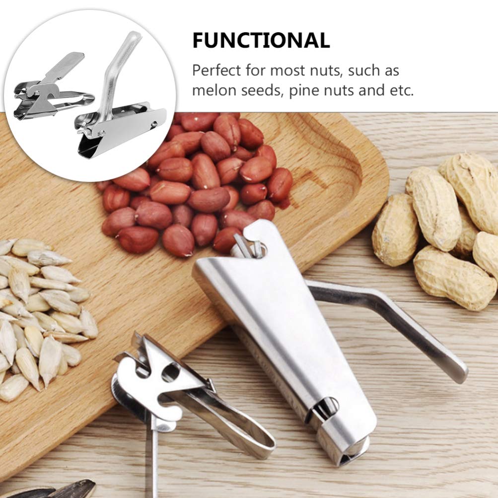 Hemoton 2Pcs Stainless Steel Nut Shell Cracker Pistachio Sheller Sunflower Seeds Peeler Walnut Pine Sheller
