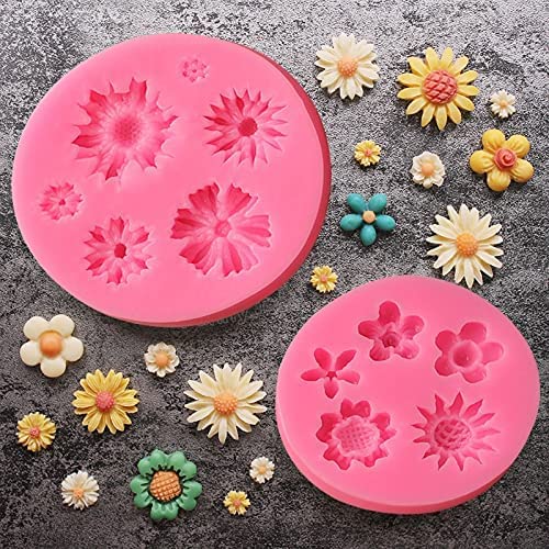 Flower Silicone Mold,7 Pack For Rose, Chocolate, Cake, Butterfly, Mini Bow, Cupcake, Jelly, Mini Muffins And Candy Making