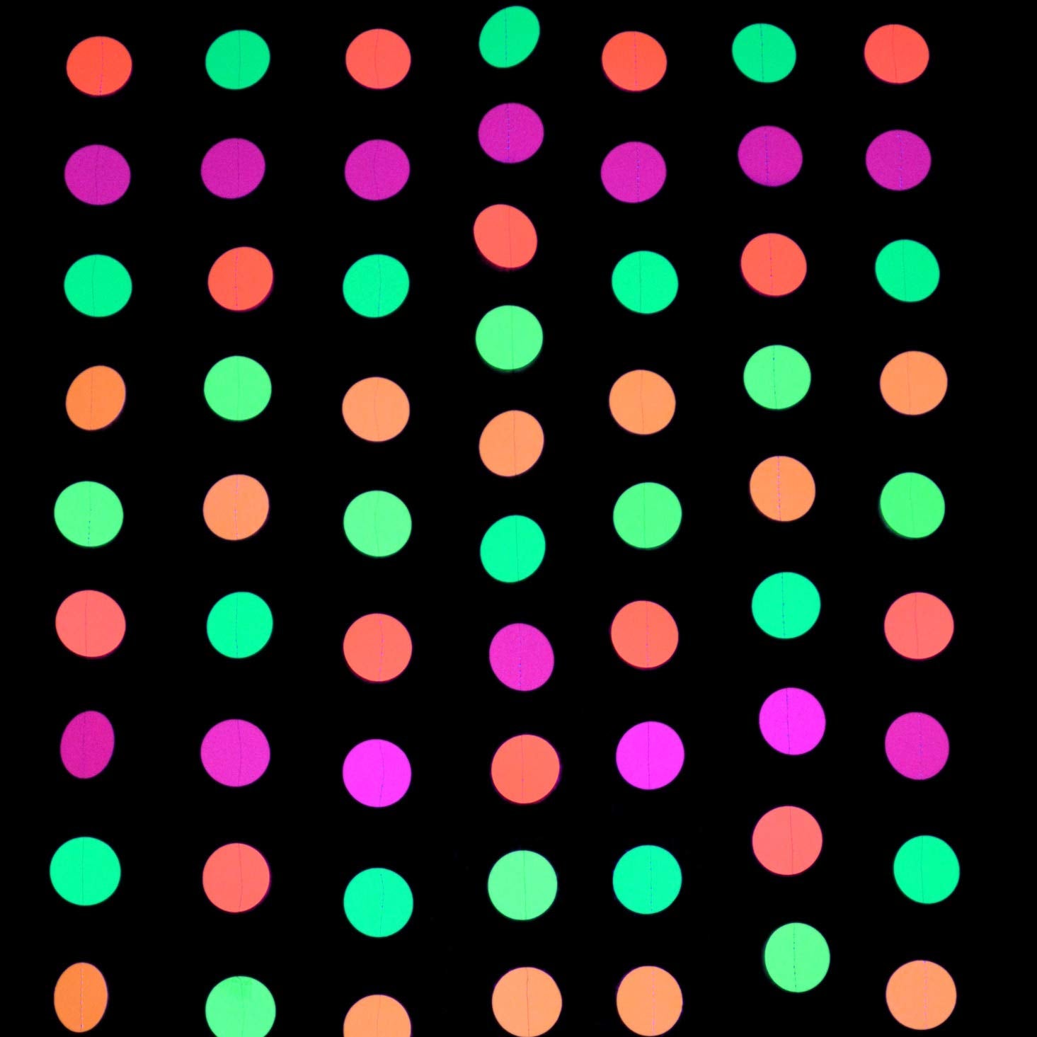 Midnight Glo Neon Paper Garland Circle Dots Hanging Decorations For Birthday Party Wedding Decorations Black Light Reactive Uv G