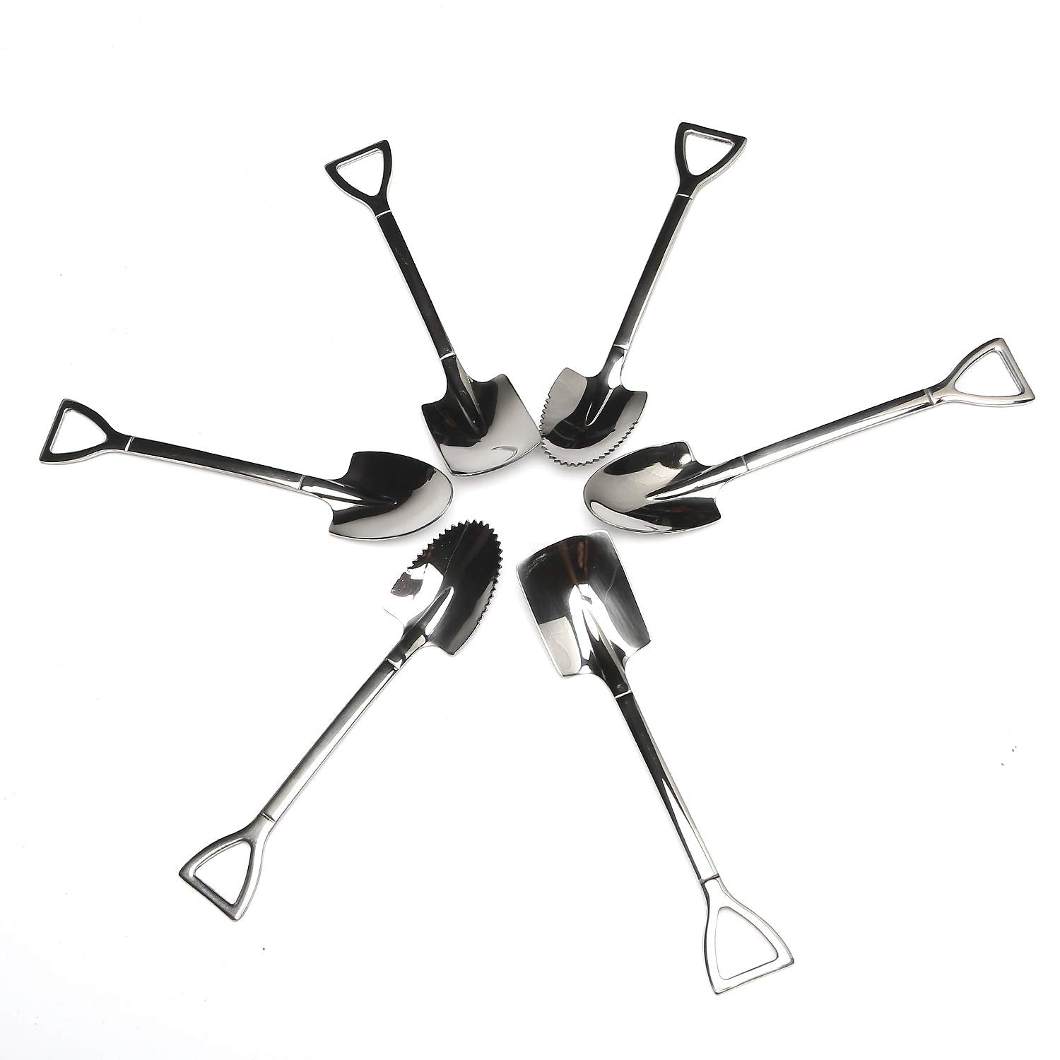 Stainless Steel Grapefruit Citrus Spoons Metal Tea Coffee Sugar Spoon Mini Shovel Shape Coffee Ice Cream Dessert Spoons Stainles