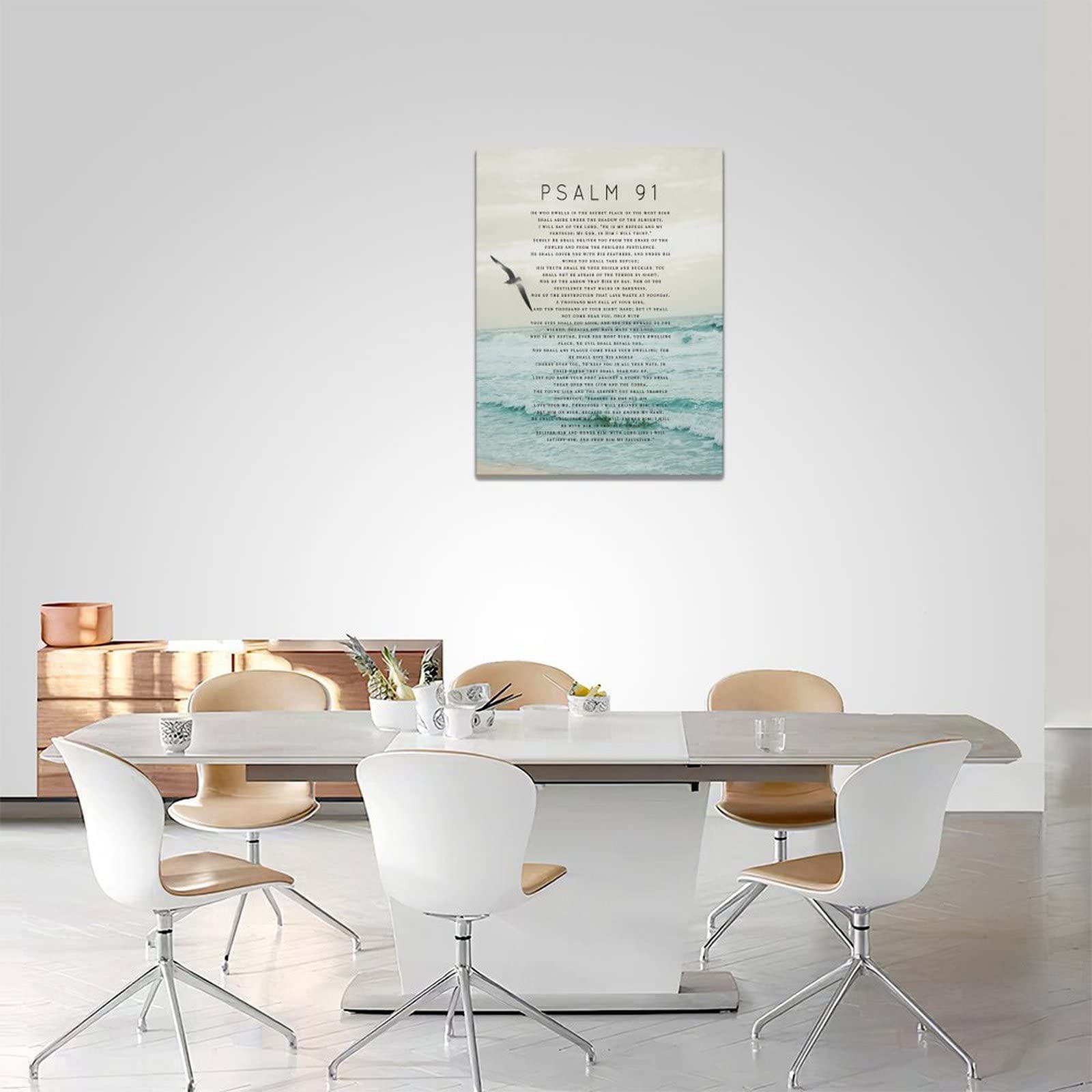 Tourrest Psalm 91 Wall Art - Christian Scripture Canvas Print, 16"x12", Wood Framed Decor for Bedroom, Living Room, Church