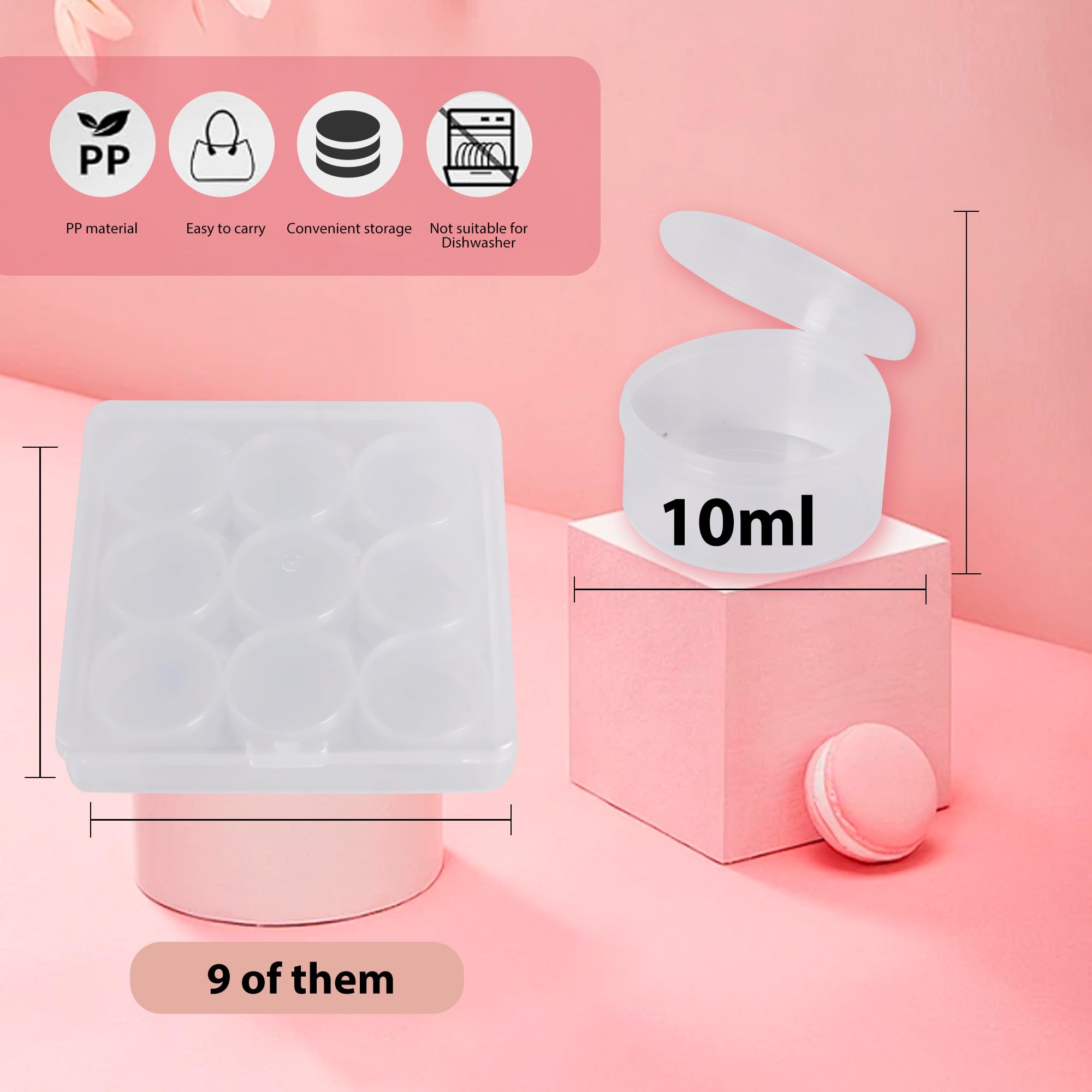 Zfyoung 9Pcs Plastic Cosmetic Jar 35G/35Ml Clear Case With Snap Lids Portable,Travel Storage Cosmetic Samples Beauty Products Mi