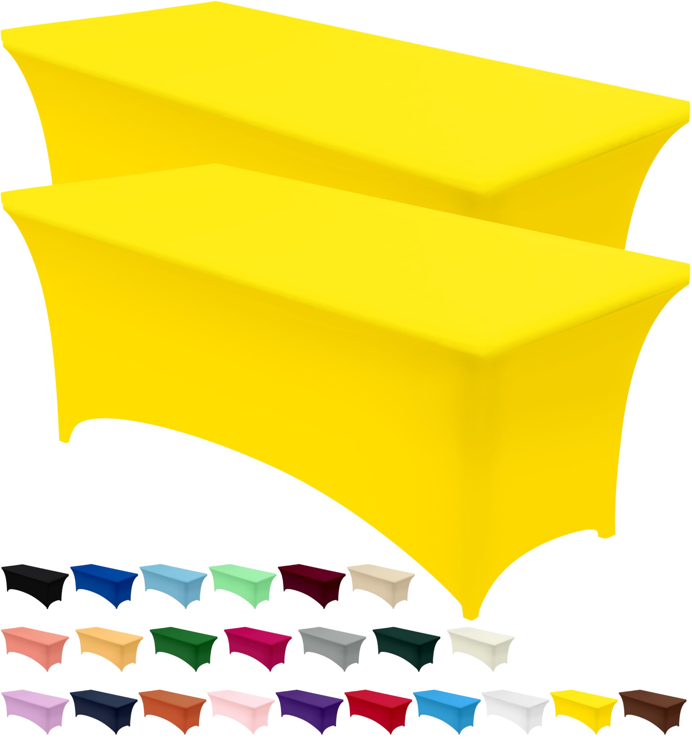 Utopia Kitchen Spandex Tablecloth 2 Pack 6FT  Yellow] Tight  Fitted  Washable and Wrinkle Resistant Stretch Rectangular Patio Table cover for Event  Wedding  Banquet & Parties 72Lx30Wx30H Inch]