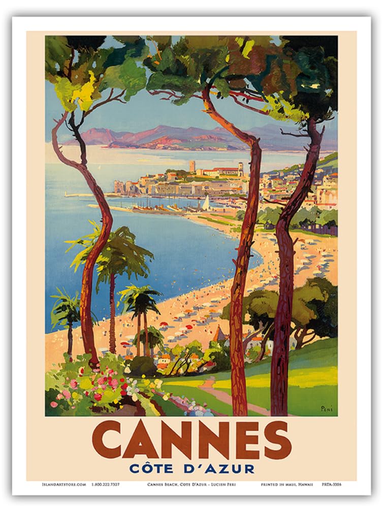 Cannes - Cte D'Azur France - French Riviera - Vintage Travel Poster By Lucien Peri C.1938 - Master Art Print (Unframed) 9In X 12