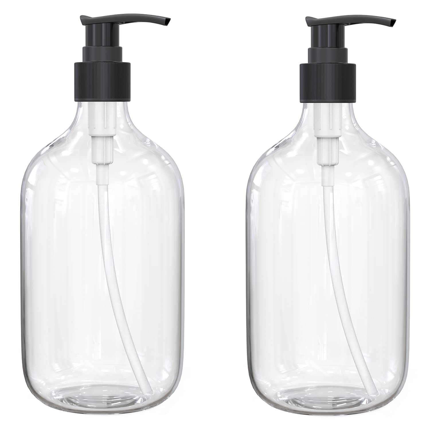 10 Ounce Clear Plastic Pump Bottle Dispenser, Refillable Empty Bottle Container With Pump For Essential Oil Soap Lotion Shampoo,