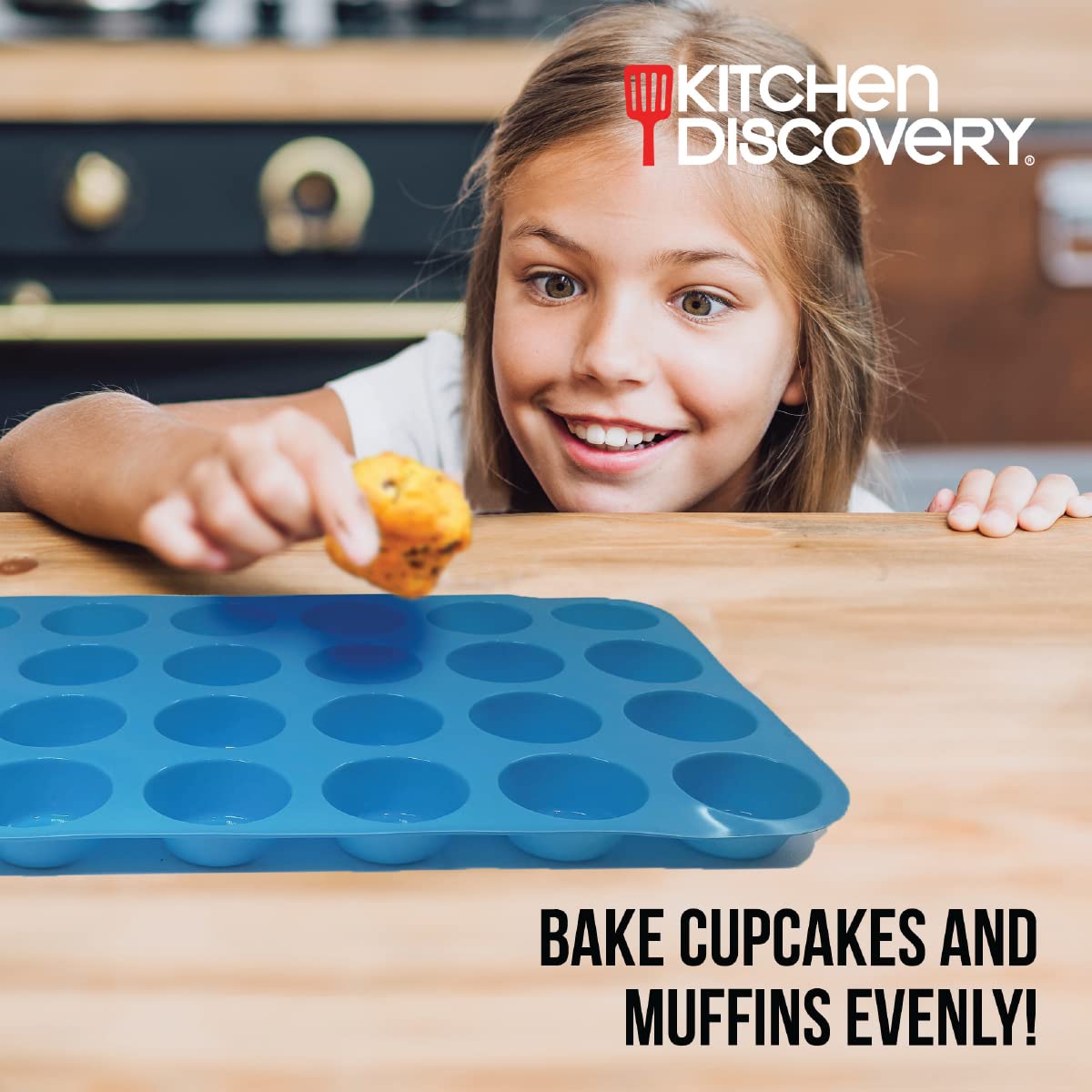 Kitchen Discovery Silicone Mini Muffin Pan Bakes 24 Adorable Mini Cupcakes Or Muffins Without Sticking - Mini Silicone Molds Rel