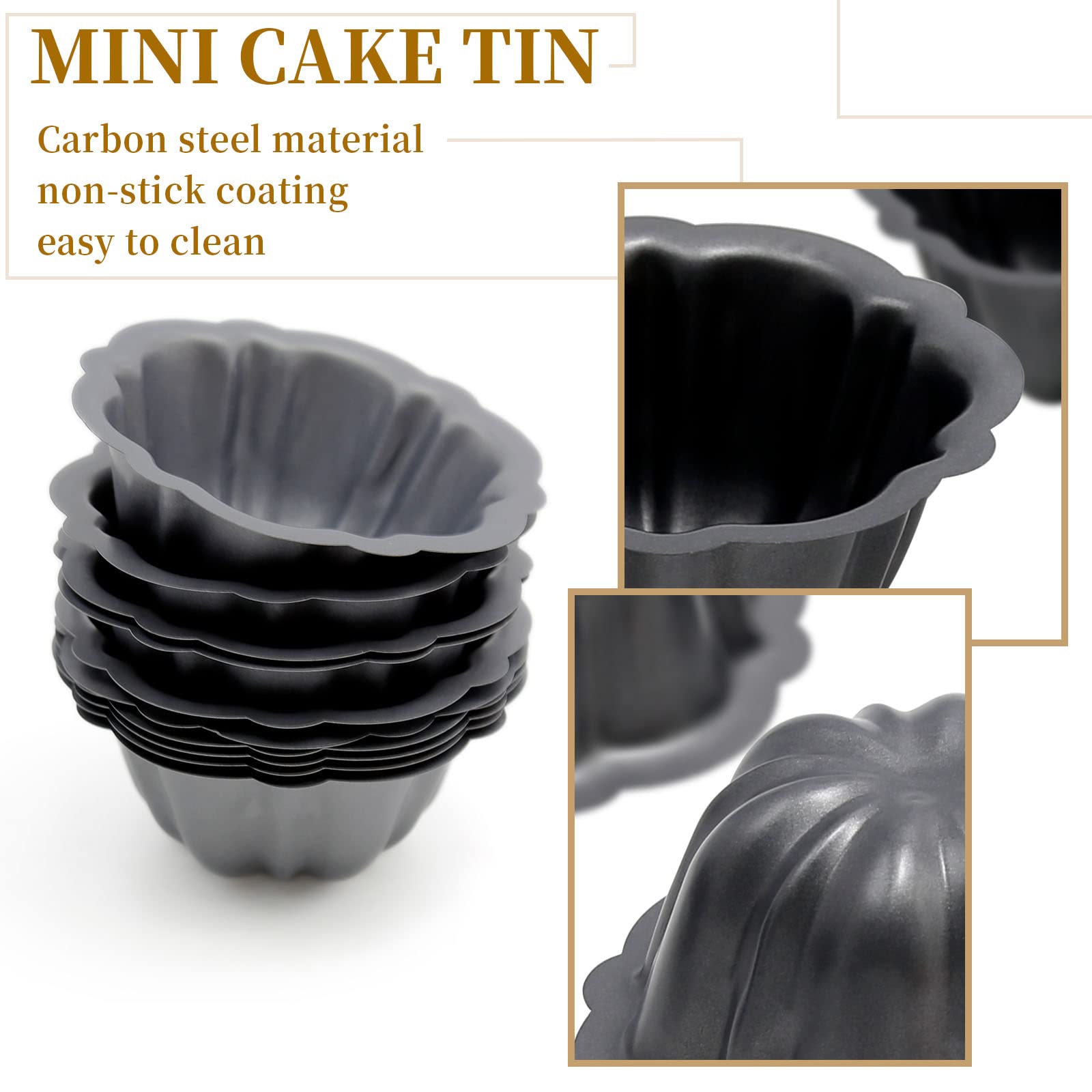 Lidscura 10 Pcs Bundt Cake Pan For Baking, 5.90X5.90X3.93 Inch Nonstick Moldes Para Pasteles, Mini Jello Mold, Heavy Duty Carbon