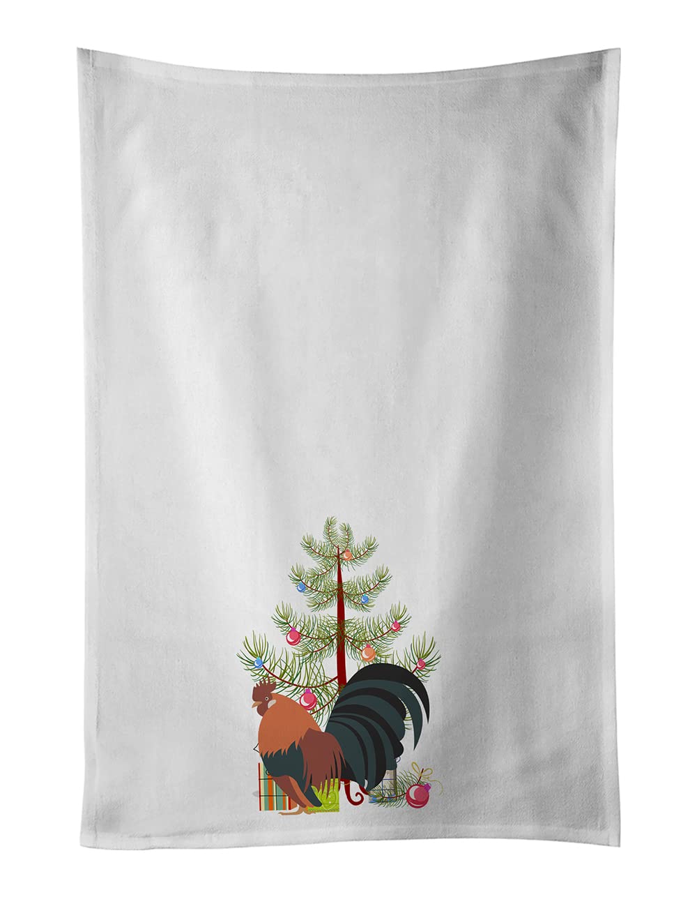 Dutch Bantam Chicken Christmas White Kitchen Towel Set of 2